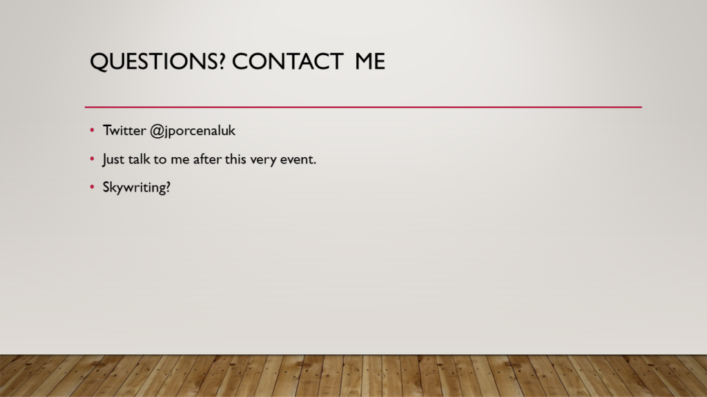 Contact info for Jared. My Twitter handle is @jporcenaluk.